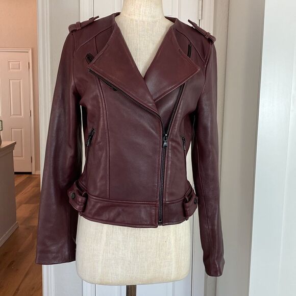 Wilson’s Leather maroon Moto jacket - Picture 1 of 10